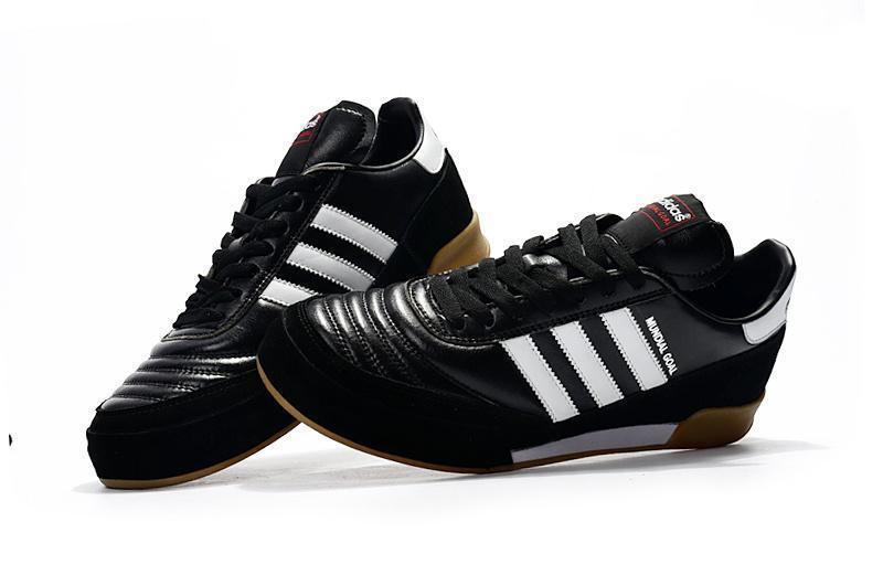 New Adidas MUNDIAL GOAL INDOOR IC Indoor Flat Soccer Cleats Shoes Black White Coffee