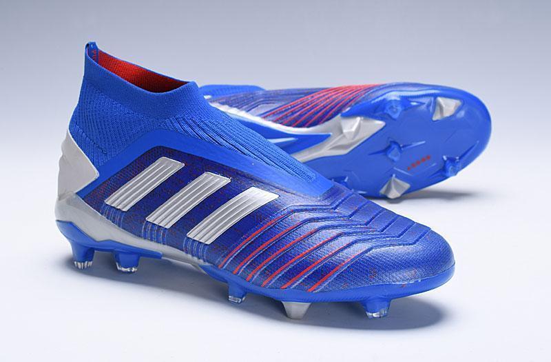 New Adidas Predator 19.1 FG Soccer Cleats Shoes Blue Red Laceless