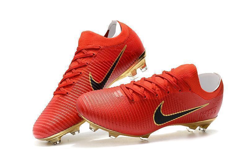 Nike Mercurial Vapor Flyknit Ultra FG Soccer Cleats Red Golden