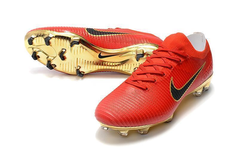 Nike Mercurial Vapor Flyknit Ultra FG Soccer Cleats Red Golden