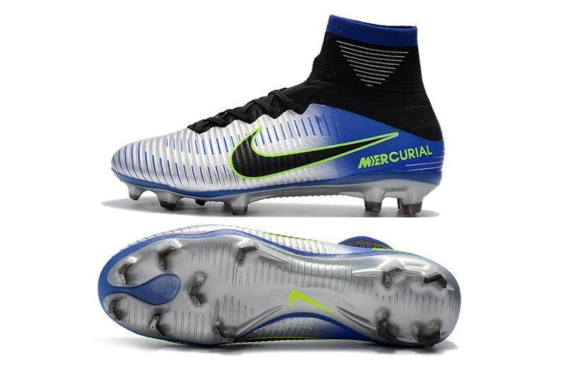 Nike Mercurial Superfly V FG Soccer Cleats Pure Platinum Blue Black