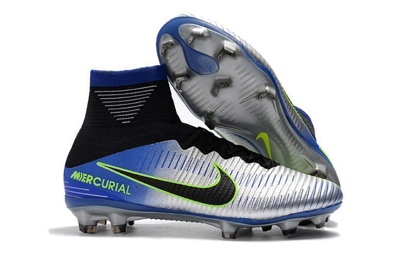 Nike Mercurial Superfly V FG Soccer Cleats Pure Platinum Blue Black