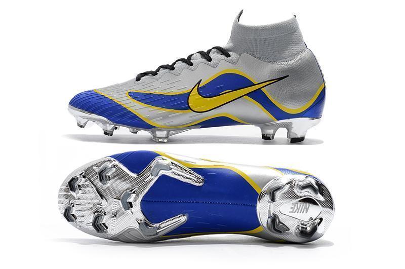 NIKE Mercurial Superfly VI 360 Elite FG Silver Blue Yellow Lining