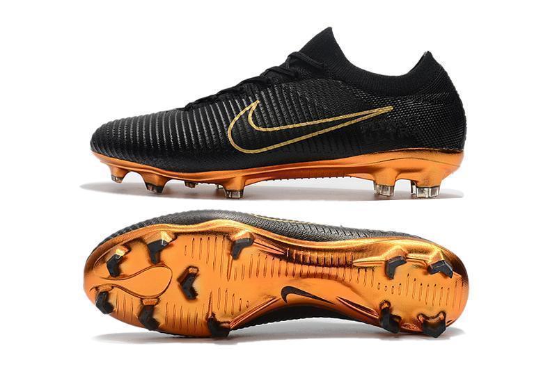 Nike Mercurial Vapor Flyknit Ultra FG Soccer Cleats Black Golden