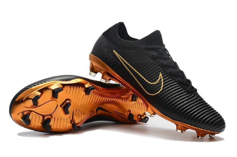 Nike Mercurial Vapor Flyknit Ultra FG Soccer Cleats Black Golden