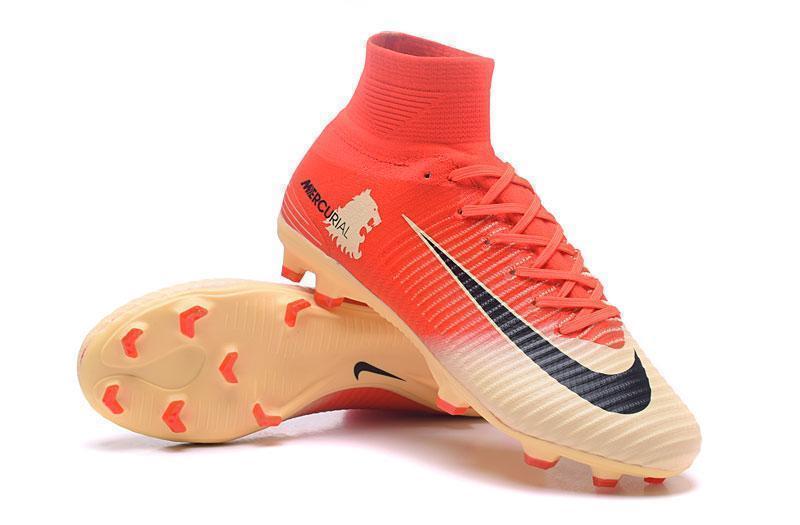 Nike Mercurial Superfly V FG Soccer Cleats Red Yellow Gold