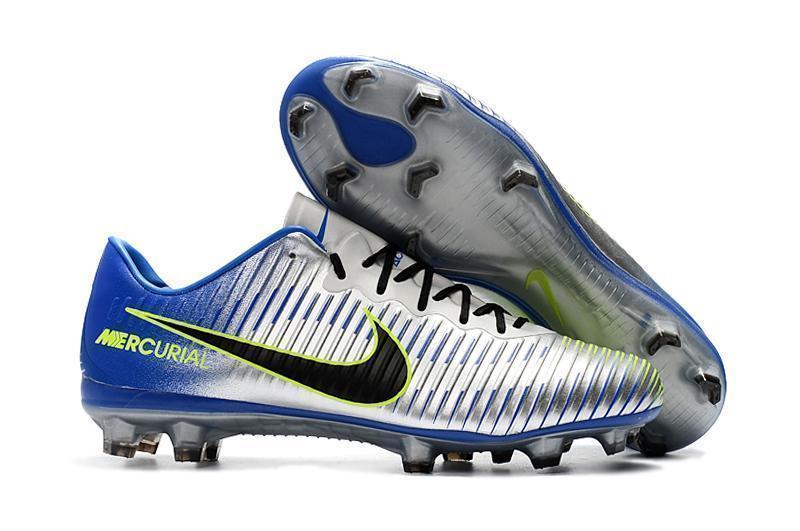 Nike Mercurial Vapor XI FG Soccer Cleats Silver Grey Blue Black