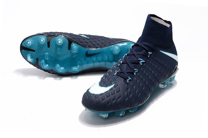 Nike Hypervenom Phantom III DF FG Soccer Cleats Navy Blue White