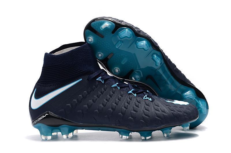 Nike Hypervenom Phantom III DF FG Soccer Cleats Navy Blue White