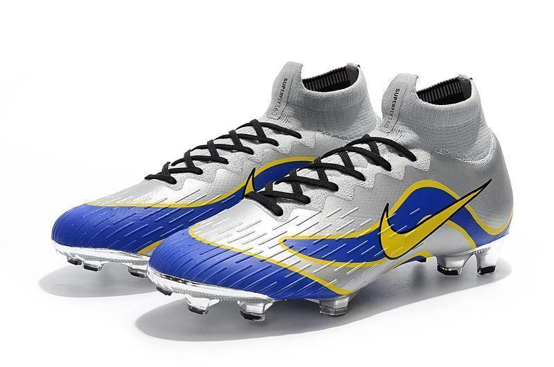 NIKE Mercurial Superfly VI 360 Elite FG Silver Blue Yellow Lining