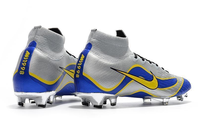 NIKE Mercurial Superfly VI 360 Elite FG Silver Blue Yellow Lining