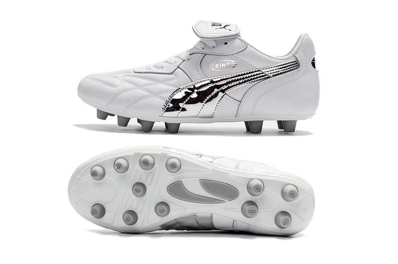 PUMA King Top M.I.I CHROME FG Soccer Cleats White Silver Metallic