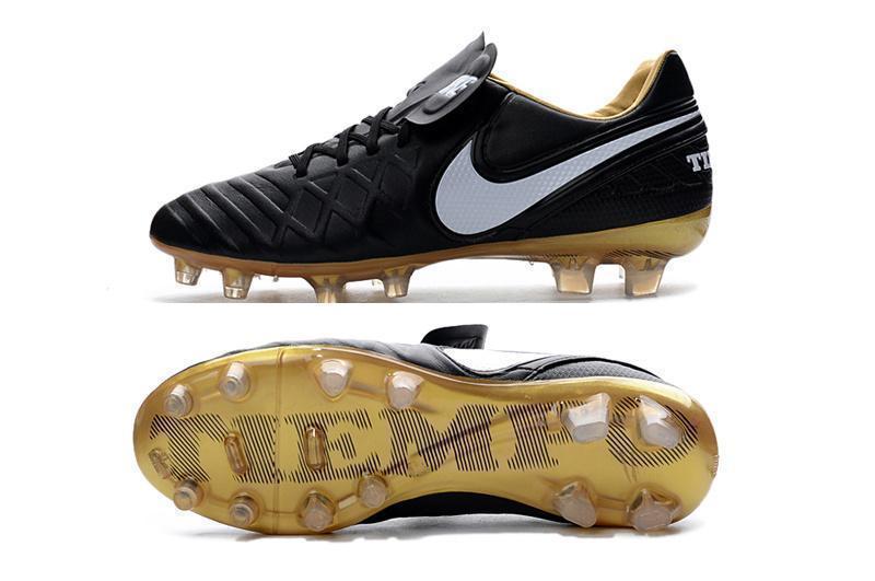 Nike Tiempo Legend VI FG Soccer Cleats Black White Metallic Gold