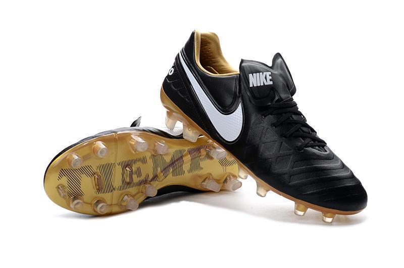 Nike Tiempo Legend VI FG Soccer Cleats Black White Metallic Gold