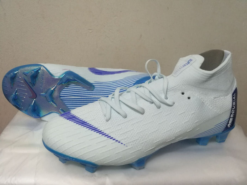 New Nike Mercurial Superfly VI Academy MG Soccers Cleats Shoes White Blue