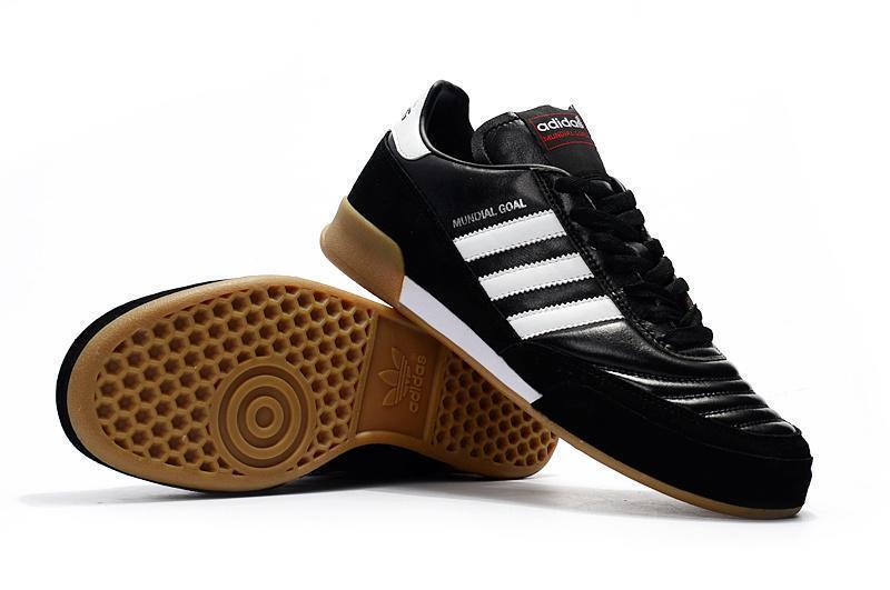 New Adidas MUNDIAL GOAL INDOOR IC Indoor Flat Soccer Cleats Shoes Black White Coffee