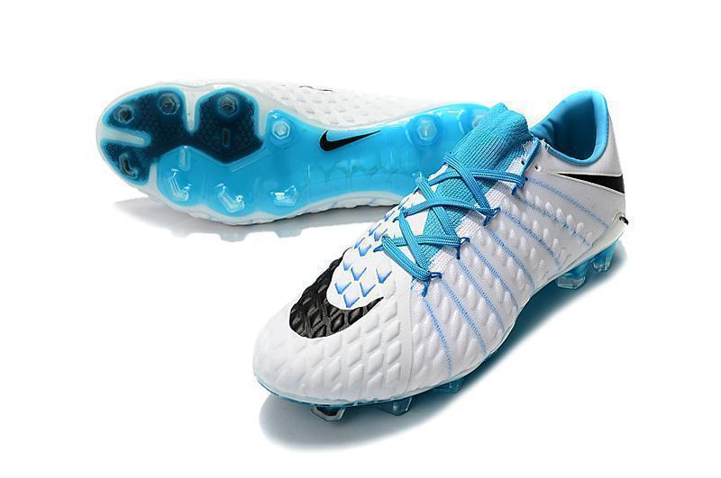 New NIke Hypervenom Phantom III DF FG Soccer Cleats Shoes White Light Blue