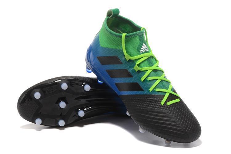 Adidas ACE 17.1 Primeknit Soccer Cleats Core Black Blue Green