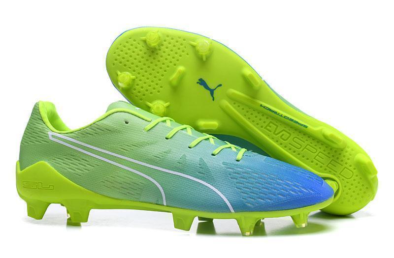 PUMA evoSPEED Fresh 2.0 FG Soccer Cleats Green Yellow Blue