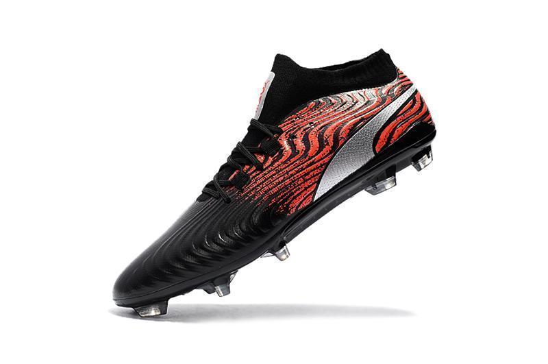 PUMA ONE 18.1 FG Soccer Cleats Black Red Silver