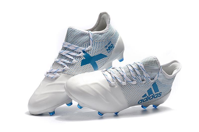 New Adidas X Series Leather FG Soccer Cleats Shoes White Blue