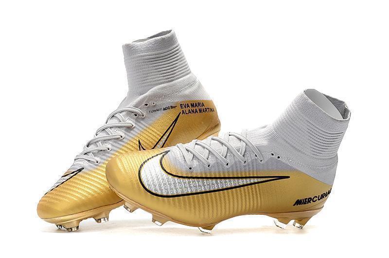 Nike Mercurial Superfly V QuintoTriunfo FG Soccer Cleats Golden White