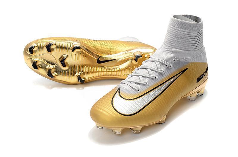 Nike Mercurial Superfly V QuintoTriunfo FG Soccer Cleats Golden White