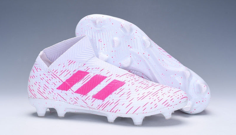 New Adidas Nemeziz 18+ FG Soccer Cleats Shoes White Pink Laceless