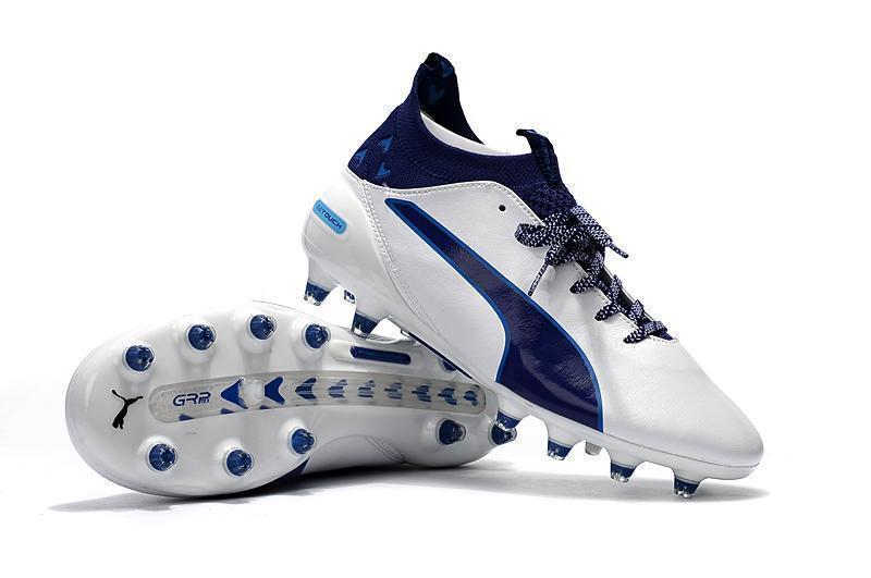 PUMA evoTOUCH Pro FG Soccer Cleats White Deep Blue