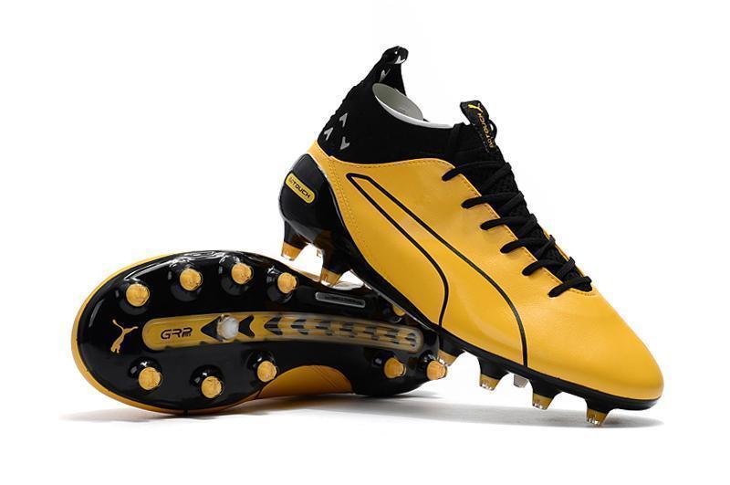 PUMA evoTOUCH Pro FG Soccer Cleats Yellow Gold Black