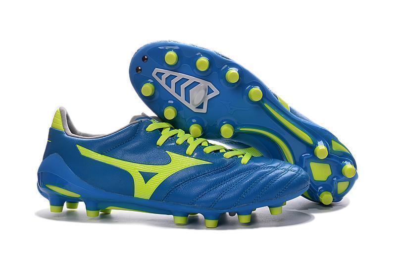 Mizuno Morelia Neo II FG Soccer Cleats Diva Blue Safety Yellow