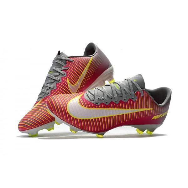 Nike Mercurial Vapor XI FG Soccer Cleats Red Grey Yellow White