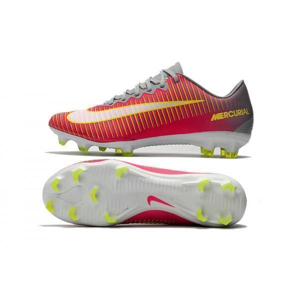 Nike Mercurial Vapor XI FG Soccer Cleats Red Grey Yellow White