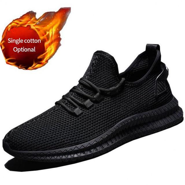 Men Sneakers Black Mesh Breathable Running Sport Shoes Male Lace Up Non-slip Men Low Athletic Sneakers Casual Men Shoes