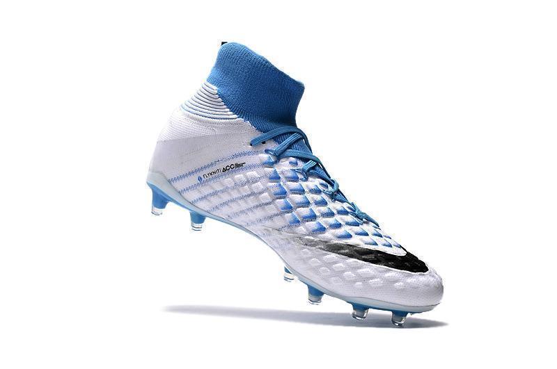 Nike Hypervenom Phantom III DF FG Soccer Cleats White Blue Grey