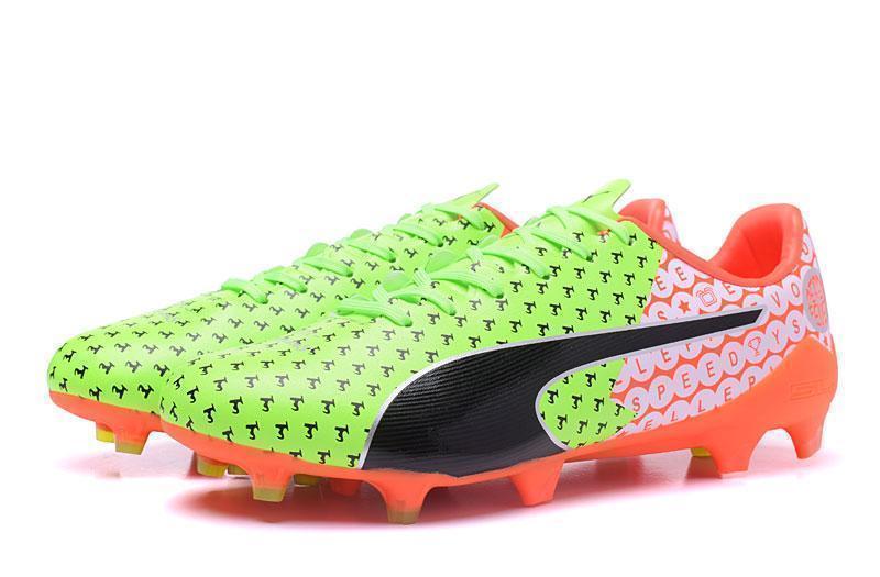 PUMA evoSPEED 17 SL-S FG Soccer Cleats Green Orange Black White