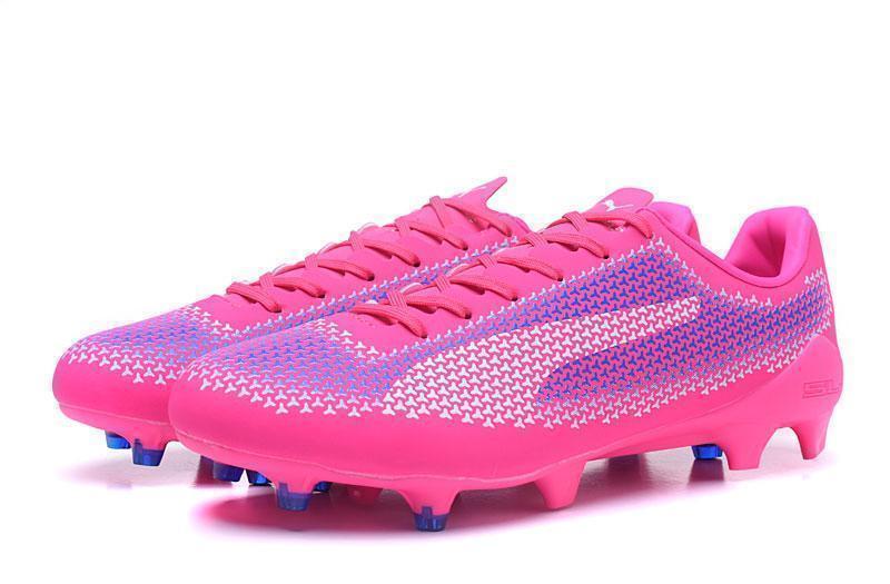 PUMA evoSPEED 17 FG Soccer Cleats Pink Blue White