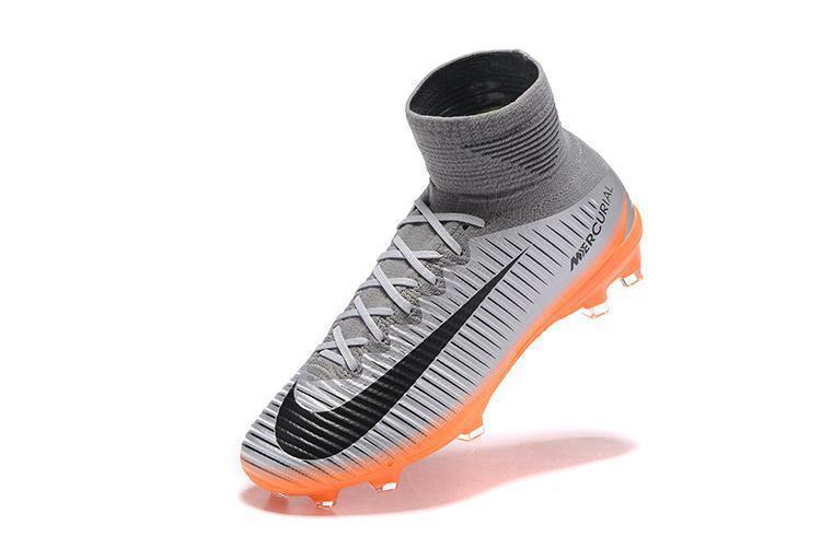 Nike Mercurial Superfly V FG Soccer Cleats Silver Orange Black