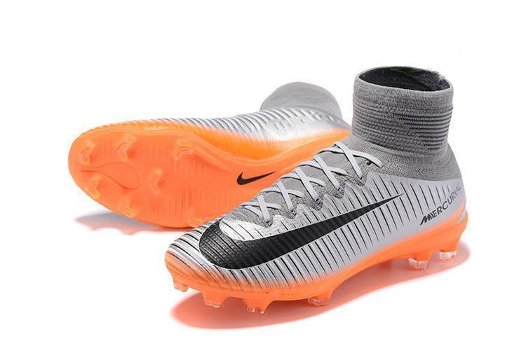 Nike Mercurial Superfly V FG Soccer Cleats Silver Orange Black