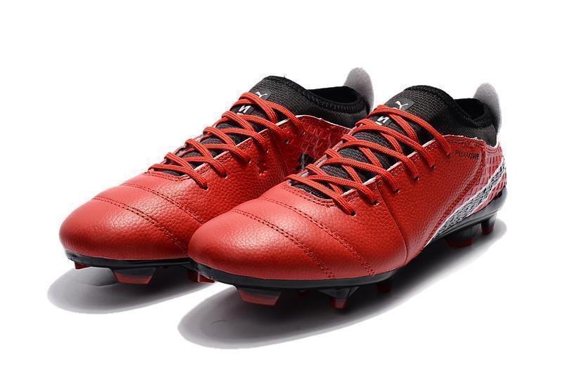 PUMA ONE 17.1 FG Soccer Cleats Total Red Black Silver